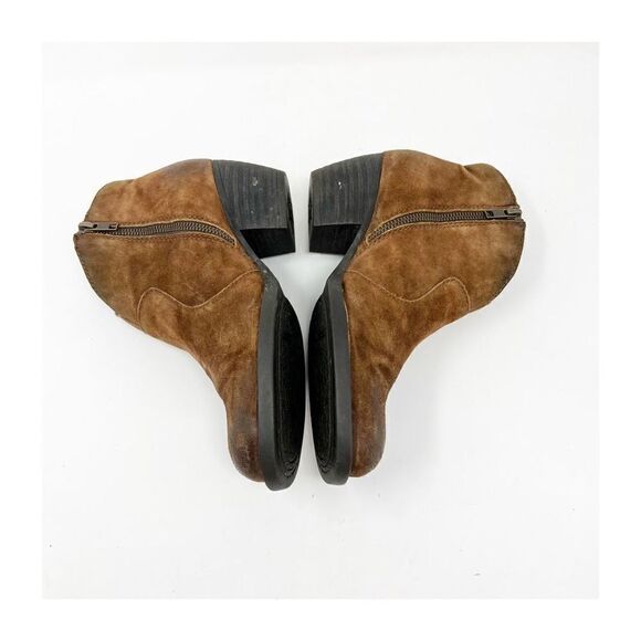 Born Michel Brown Suede Distressed Low Heel Ankle Bootie Side Zip Size 9M - Picture 5 of 8